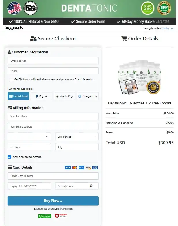 DentaTonic Secure Checkout Page